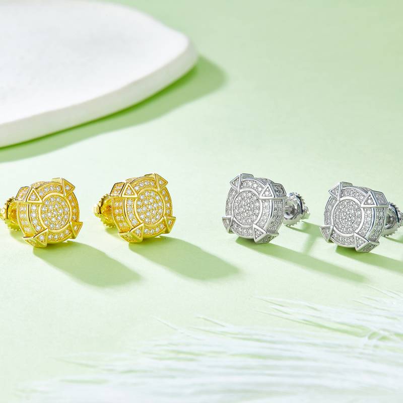 圆形尖柱S925银Stud Earring带螺纹Moissanite厘石D级0.83ct